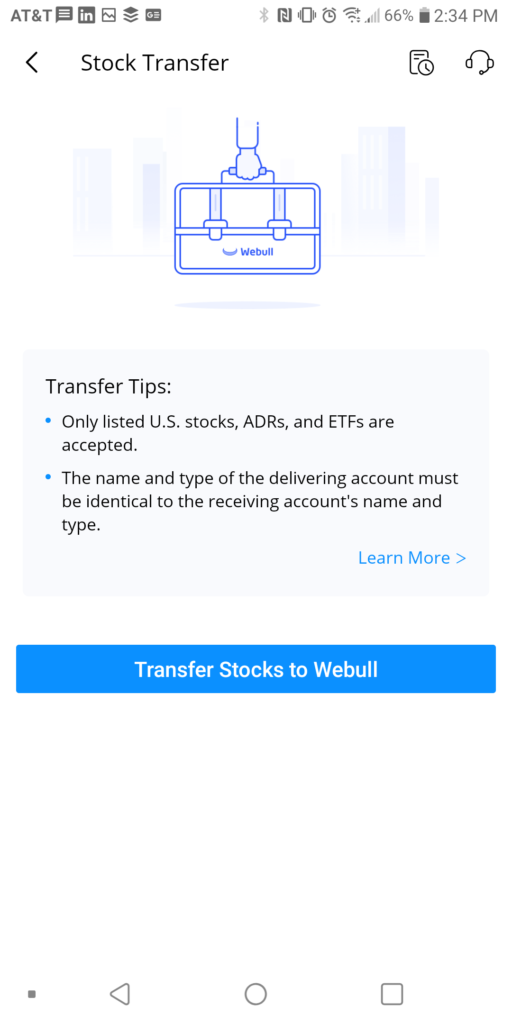 Transfer Stocks to Webull